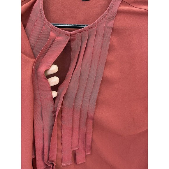 J.Crew Women's Keyhole Burnt Orange Cap Sleeve Blouse Pleated Size 00 - Picture 12 of 12